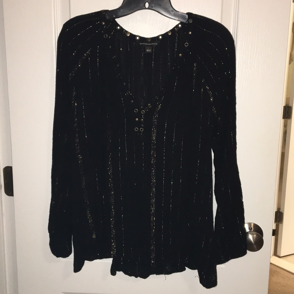 Black and gold blouse